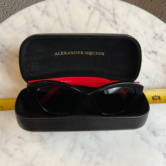 Alexander McQueen cat-eye sunglasses in black with red accents, EUC - Picture 13 of 15